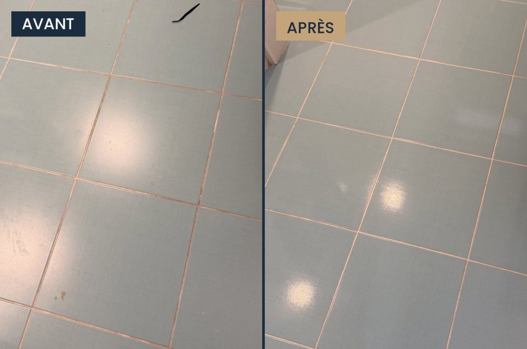 Sol et joints de salle de bain avant et après nettoyage – LaveLuxe