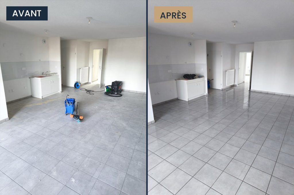 Appartement avant et après nettoyage de fin de chantier par LaveLuxe à Toulouse